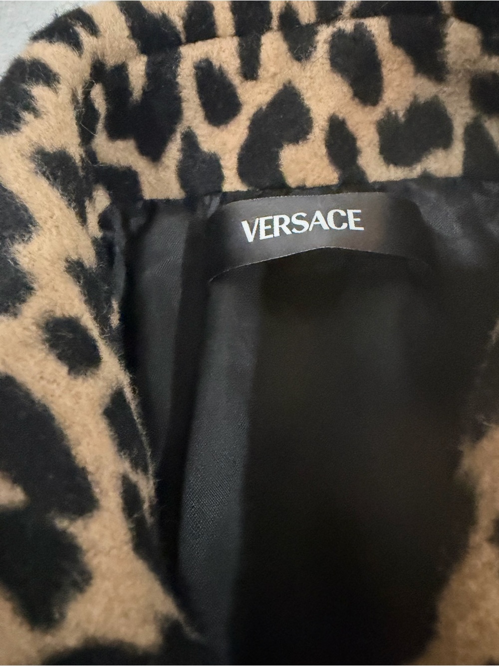 Versace Leopard Print Double-Breasted Jacket - Tan & Black with Gold Buttons - Picture 9 of 10